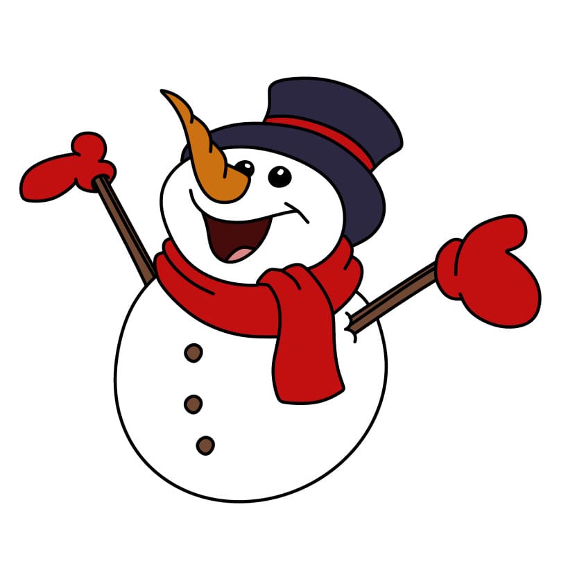 Comment-dessiner-un-bonhomme-de-neige-Etape-8