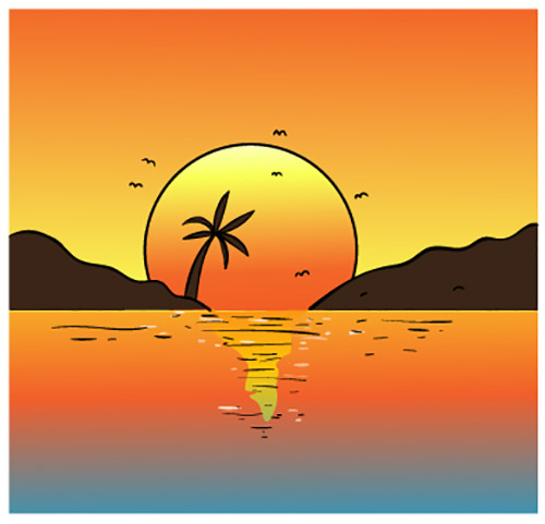 2 Tutoriel De Dessin Facile Coucher De Soleil